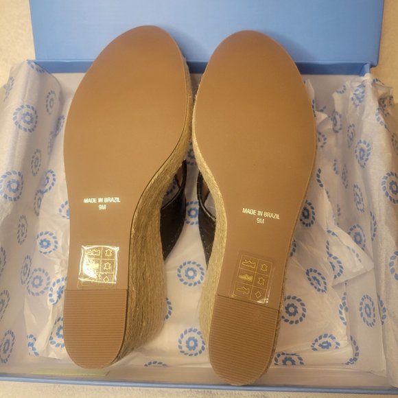 NWT Jack Rogers Black Rowan Platform Leather Espadrille Women's Size 9 - Picture 5 of 6
